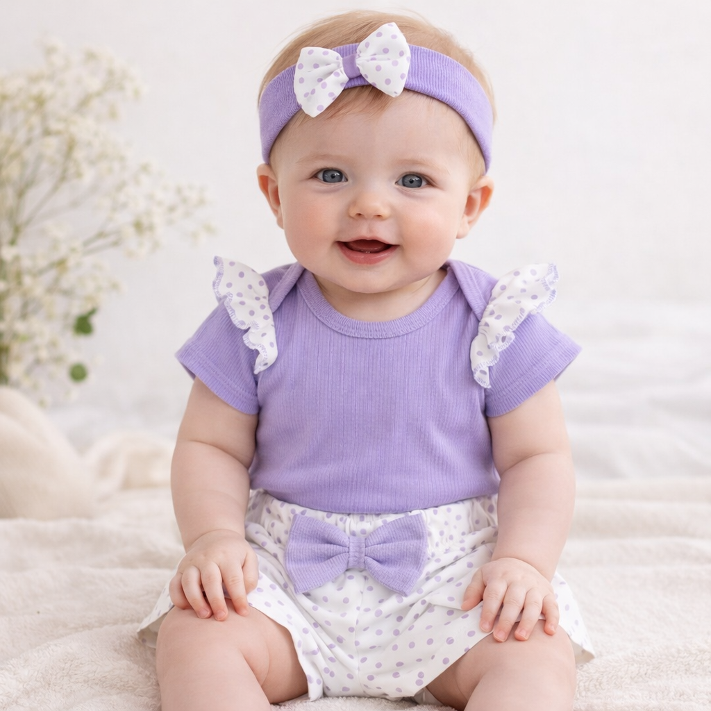 Conjunto de short para niña lila