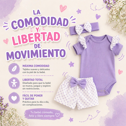 Conjunto de short para niña lila