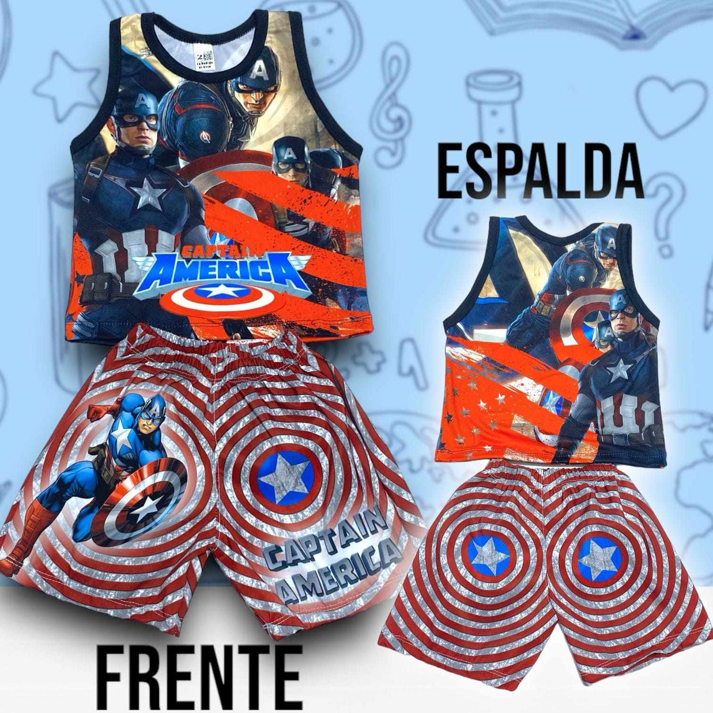 Conjunto Junior capitán America sin mangas