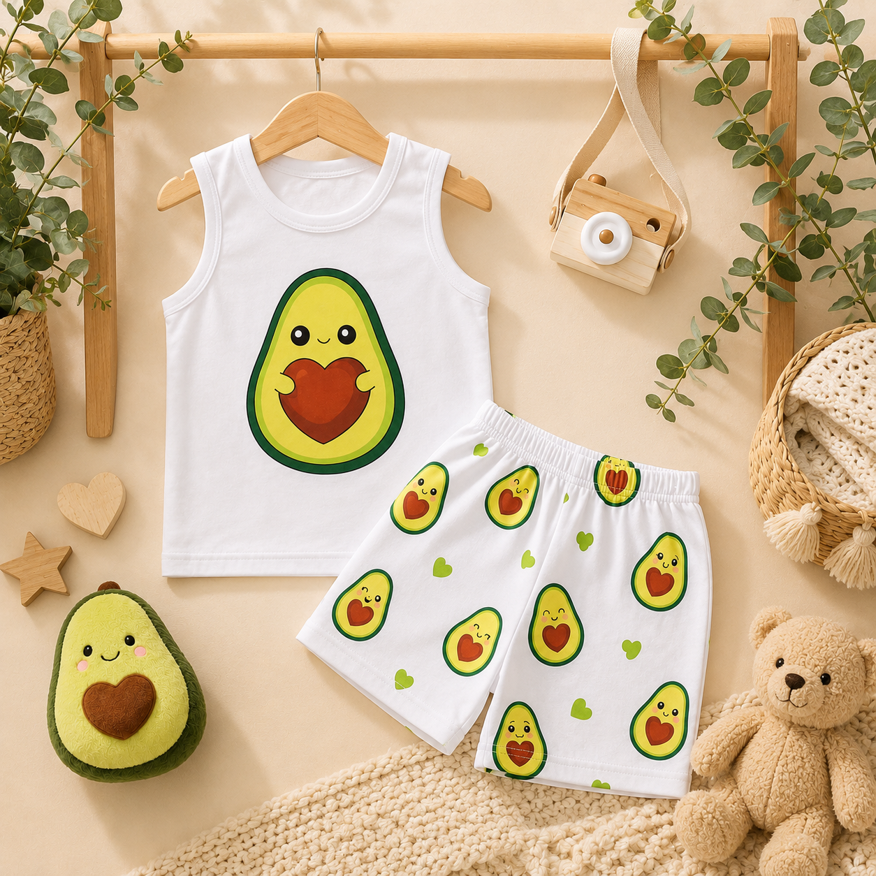 Caserito aguacate y short blanco