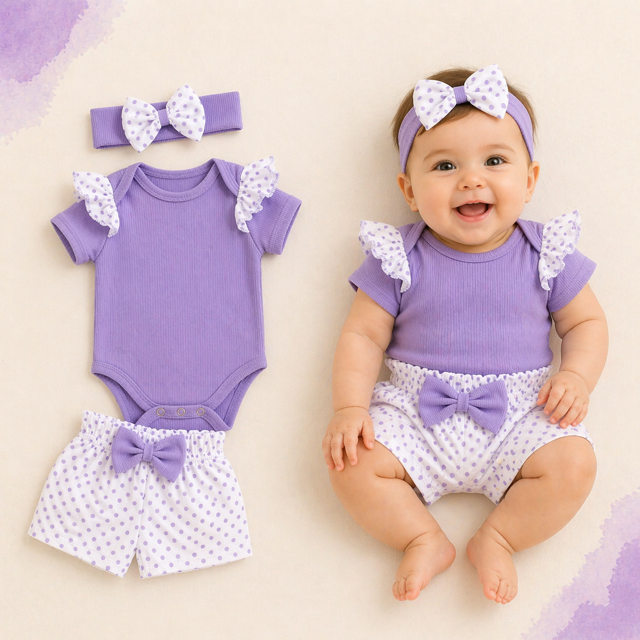 3 conjuntos de short: body-short y balaca