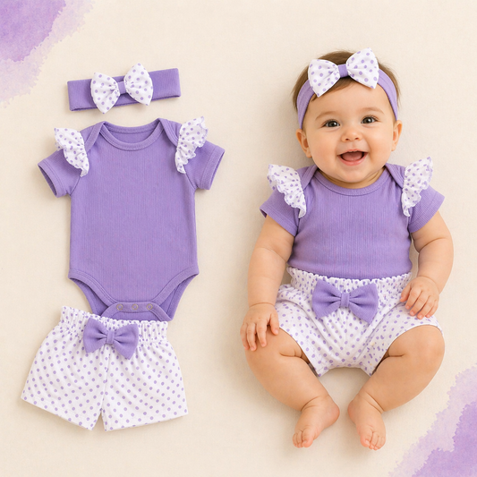 Conjunto de short para niña lila