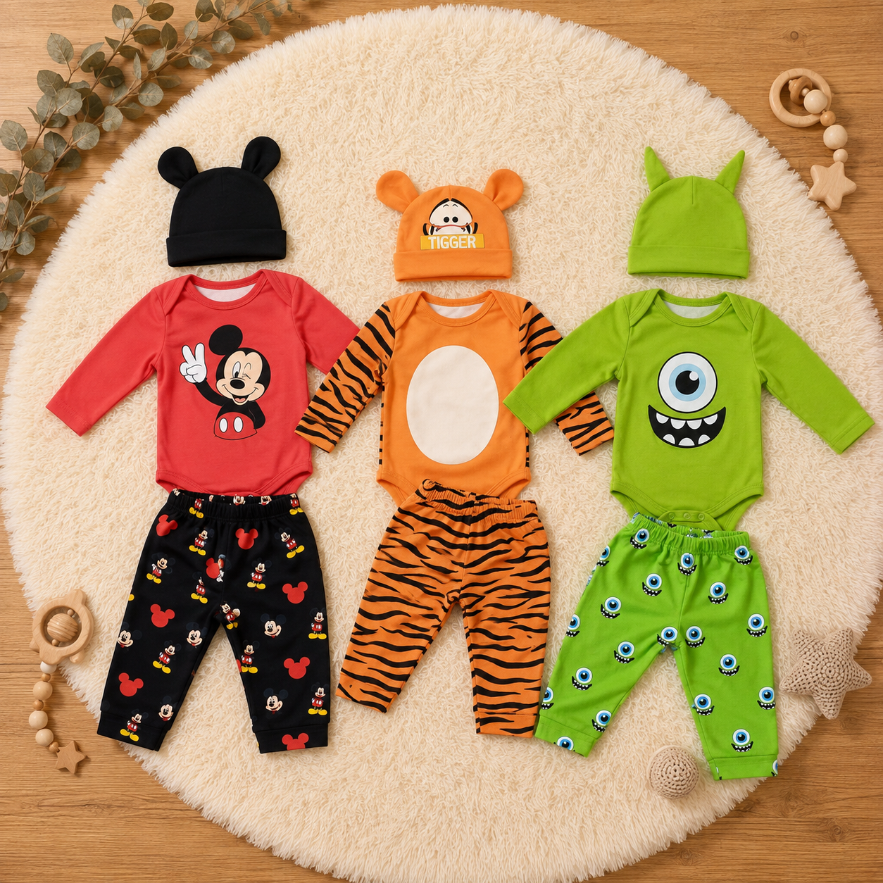 🎀SET MULTIUSOS 3 Piezas – Mickey, Tigger y Mike wazowsky