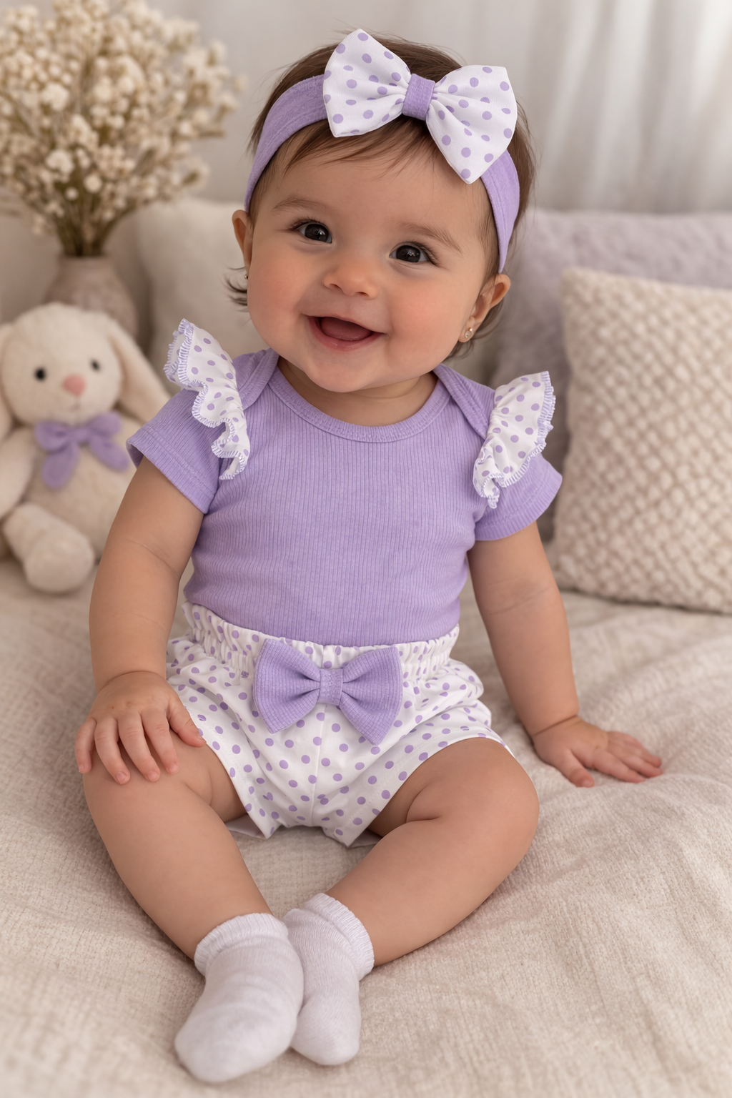 Conjunto de short para niña lila