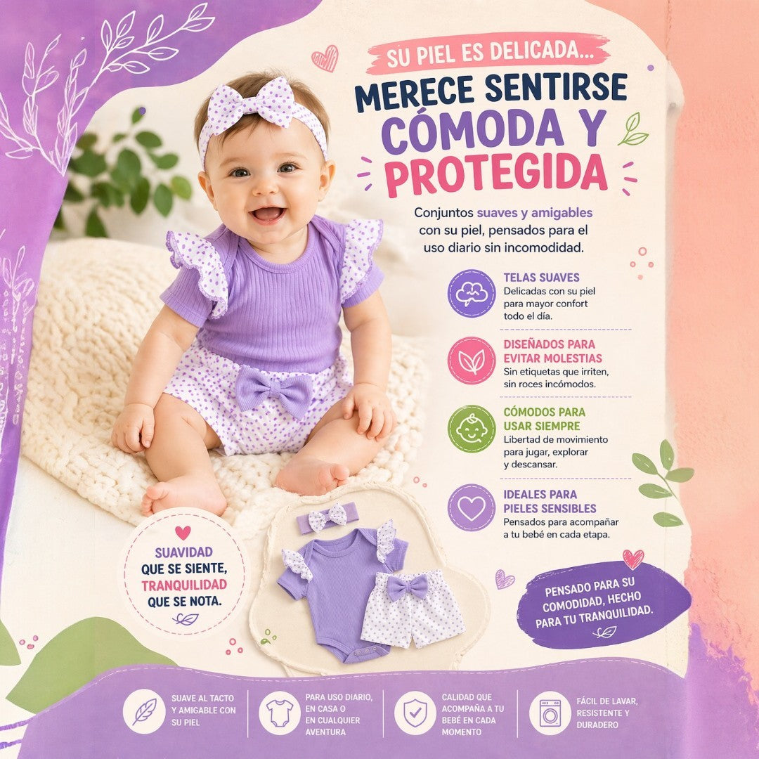 Conjunto de short para niña lila