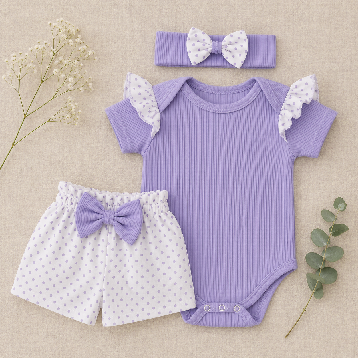 Conjunto de short para niña lila