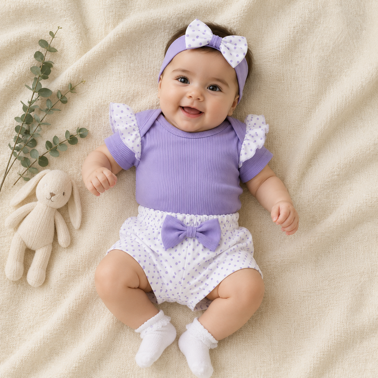 Conjunto de short para niña lila