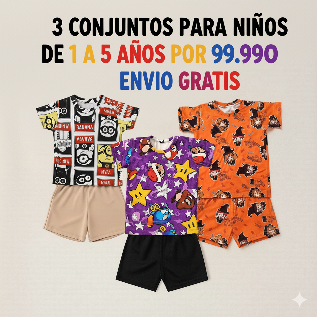 SET CONJUNTO DEPORTIVO X3 PARA NIÑOS DE 1 A 5 AÑOS