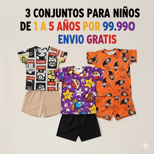 SET CONJUNTO DEPORTIVO X3 PARA NIÑOS DE 1 A 5 AÑOS