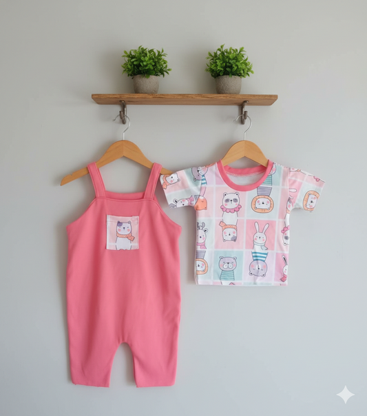Overol para niña de animalitos