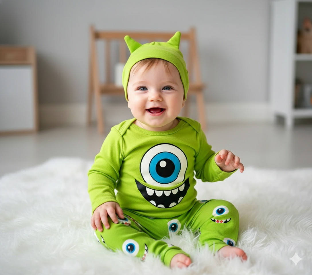 Trío de Bodys: Mike Wazowski, Mickey y Winnie Pooh –