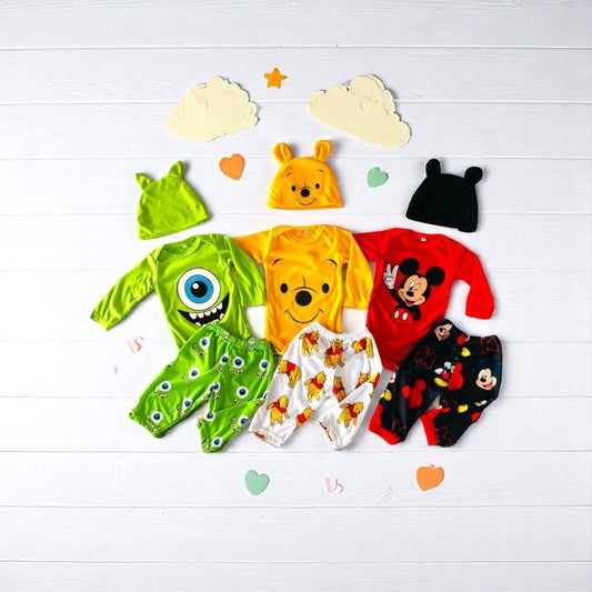 Trío de Bodys: Mike Wazowski, Mickey y Winnie Pooh –