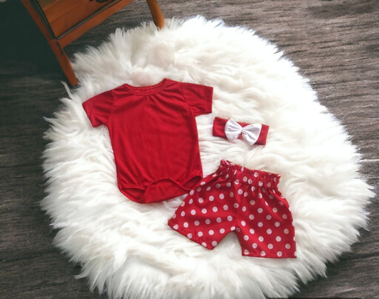 Conjunto short niña rojo