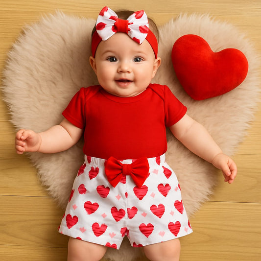🎯 Conjunto de Ropa para Bebé - “Corazones de Amor” (3 piezas)