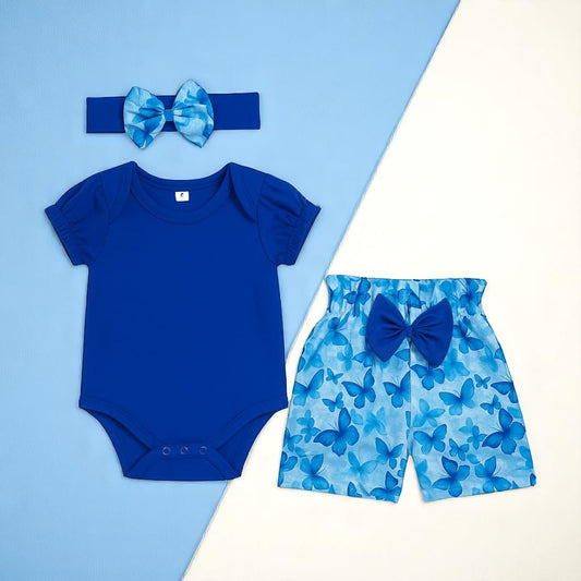 Conjunto de Bebé “Mariposas Azules” – 3 Piezas